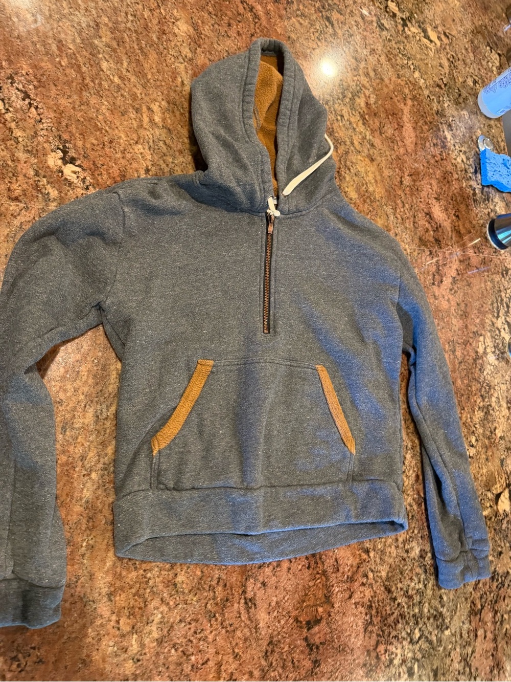 Hurley Gray Half-Zip Hoodie with Brown Accent Trim